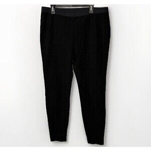 Eileen Fisher Textured Stretch Rib Tapered Ankle Pant XL Black Minimalist Comfy